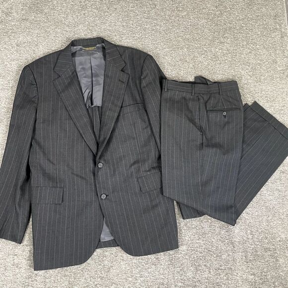 Brooks Brothers Suit Mens 44 2 Piece Gray Pinstripe‎ (32x28) Blazer Pants